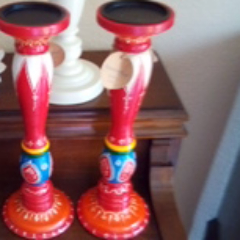 "SOLD" air Of Brand New Hand painted Candle Holder
